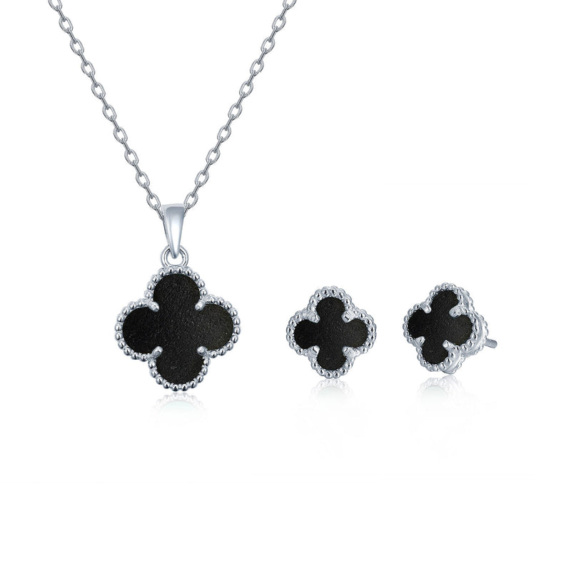 Silver set with semi-precious stone