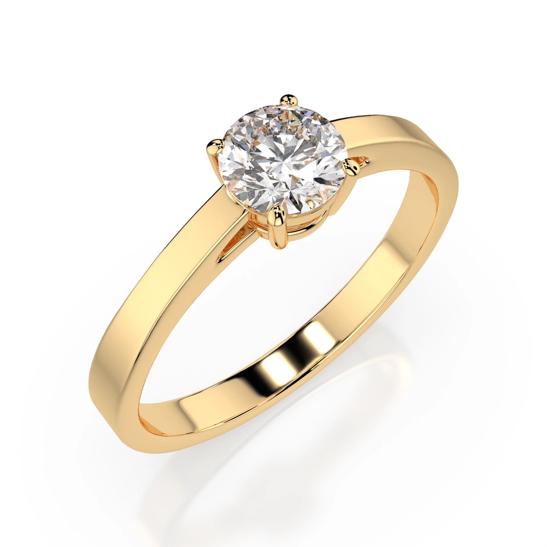 Zásnubný prsteň Adrielle s diamantom, žlté zlato — pohľad zboku