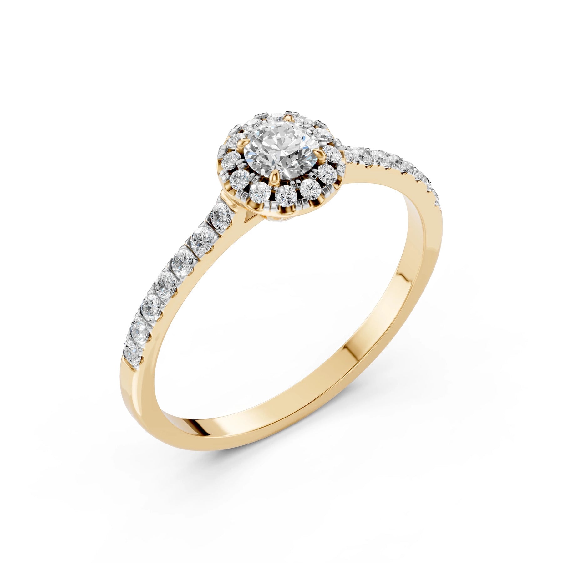 Zásnubný prsteň Clarisse s diamantmi, žlté zlato — pohľad zboku