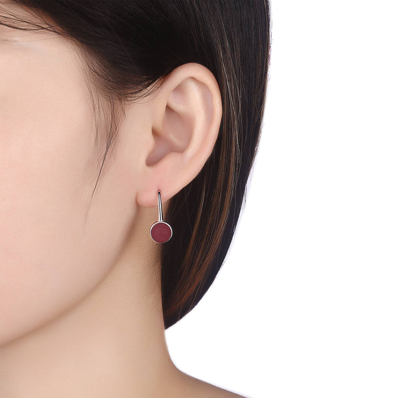 Silver earrings with semi-precious stone